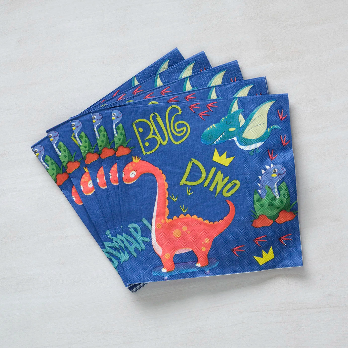 Kids Birthday Napkins, disposable tableware set for kids birthday party with a fun Dinosaur Theme. 