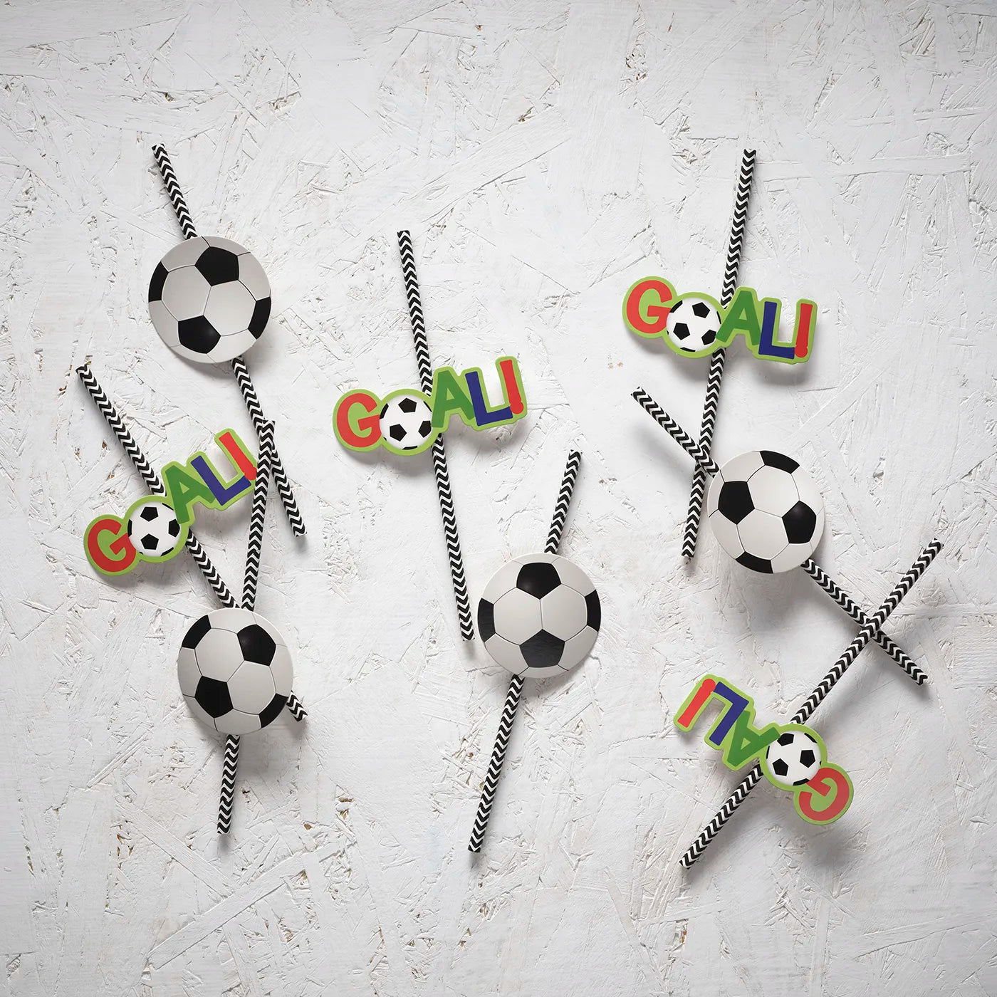 Kids Birthday Paper Straws and cups, decorative and disposable tableware set for kids birthday party with a fun Football Theme. 