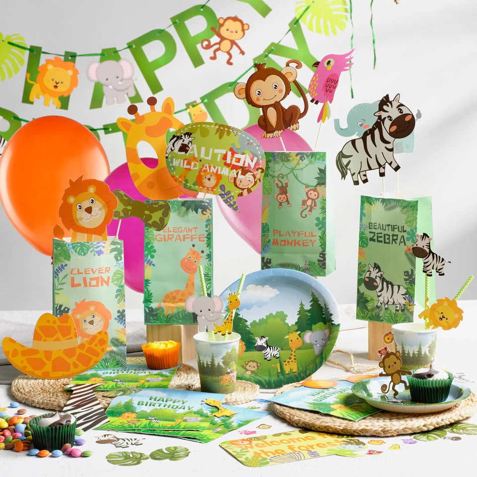 Jungle themed kids party pack and games included