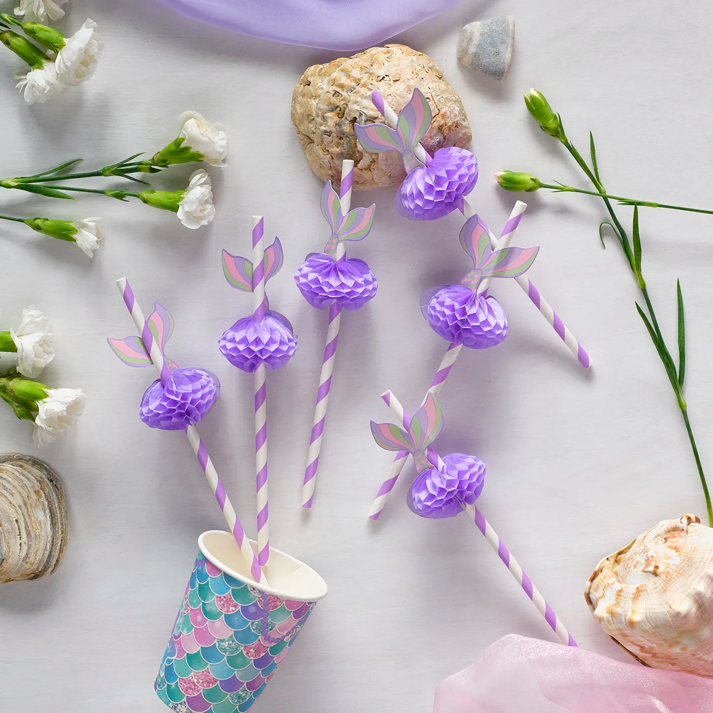 MERMAID theme - kids party straws and paper cups include in the collection