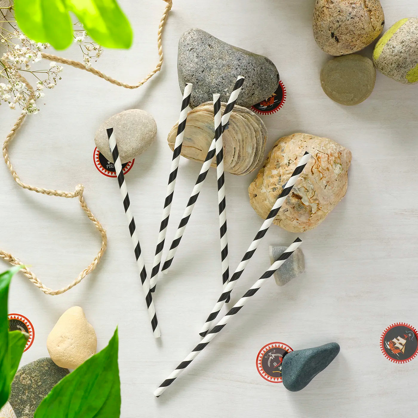Kids Birthday Paper Straws and cups, decorative and disposable tableware set for kids birthday party with a fun Pirate Theme. 