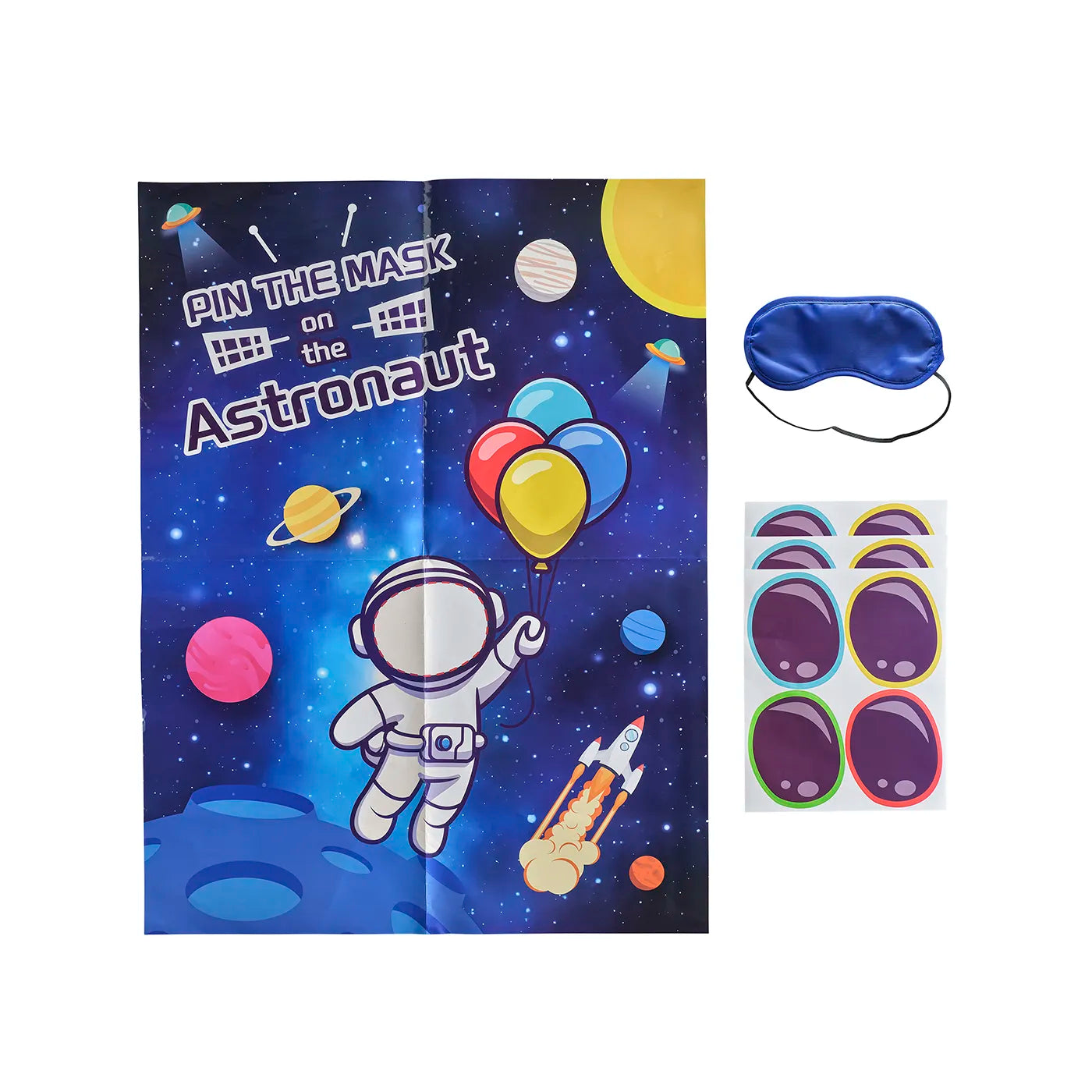 Space themed kids party game - Pin the mask on the astronaut 
