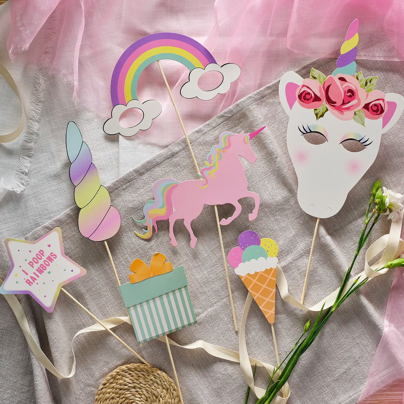 Kids Birthday Photo Booth Props x25pcs with a Princess Theme. 